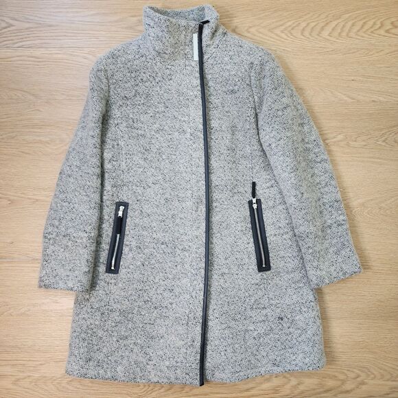 Calvin Klein Gray Wool Blend Asymmetric Long Classic Layering Pea Coat size XL - Picture 1 of 16